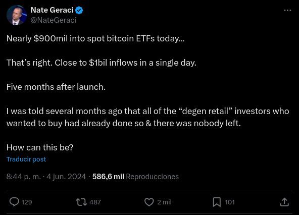 El inflow de los ETF de Bitcoin supera los 900 millones de dólares diarios en un importante ascenso El inflow de los ETF de Bitcoin supera los 900 millones de dólares diarios en un importante ascenso