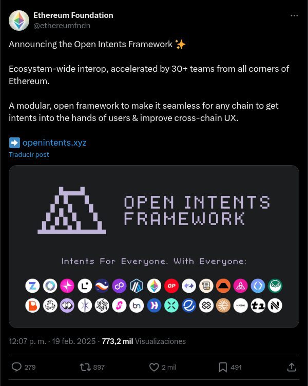 Ethereum Foundation anuncia el lanzamiento de Open Intents Framework