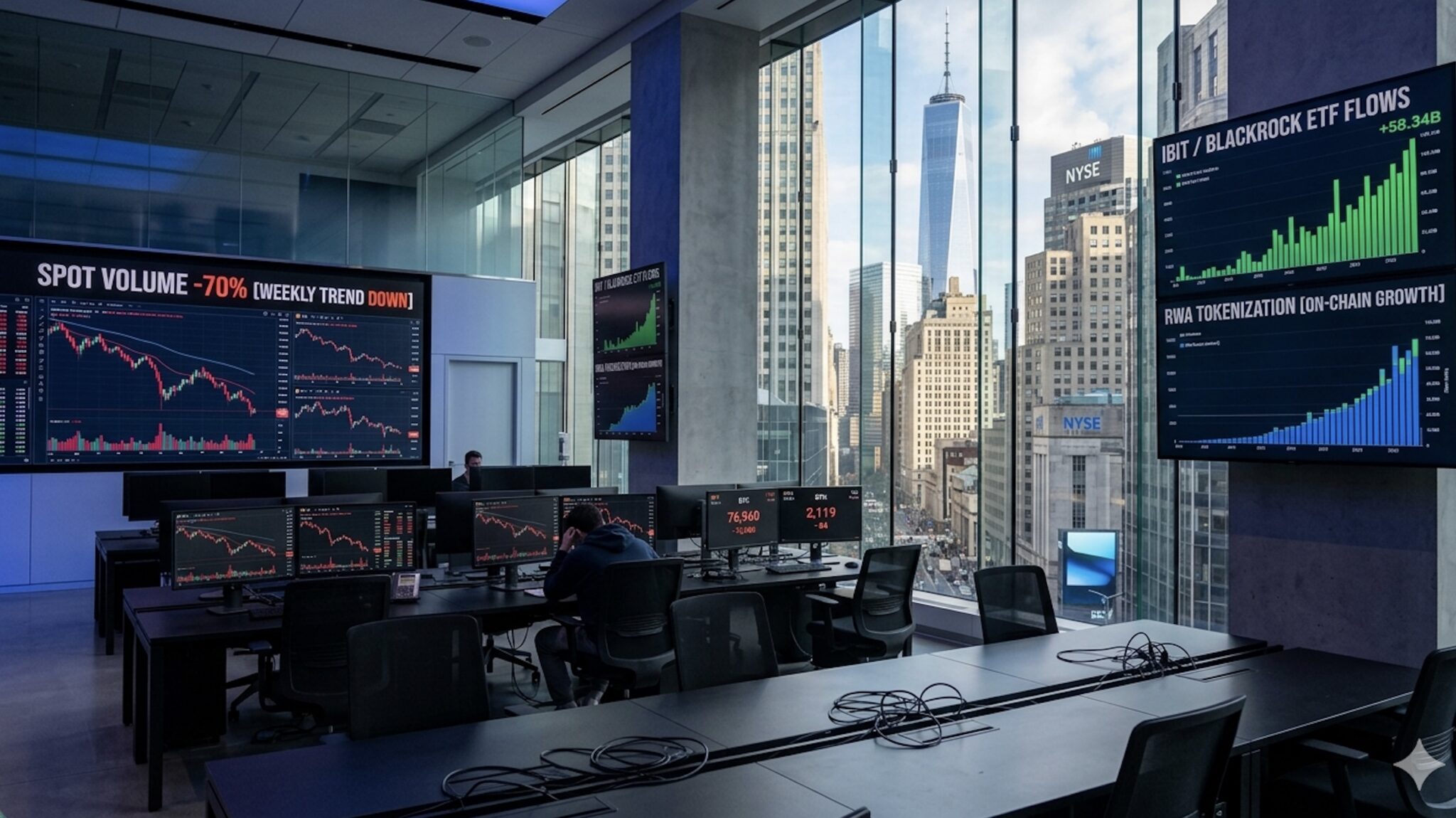 Cripto huye a Wall Street: La compraventa en exchanges se desploma un 70%