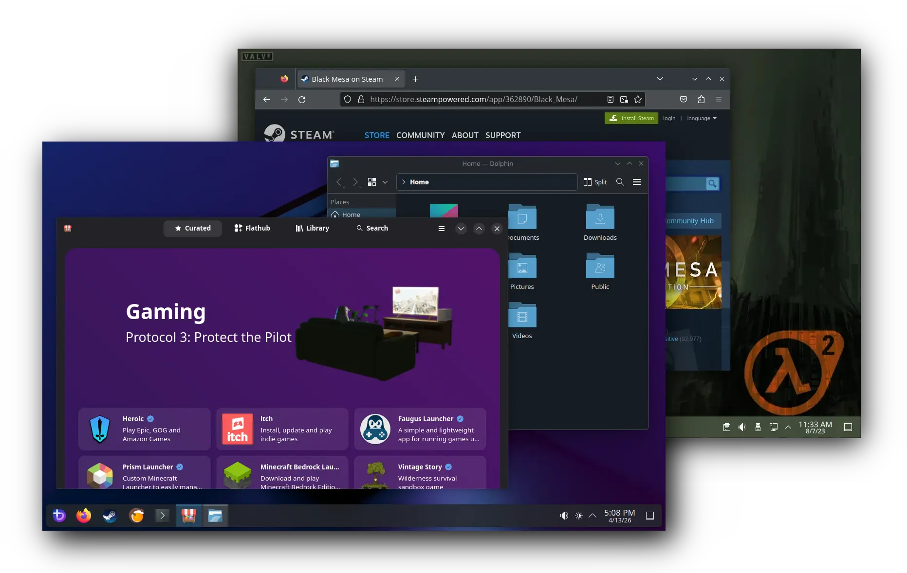 Bazzite con escritorio KDE, la versión más usada de la distro