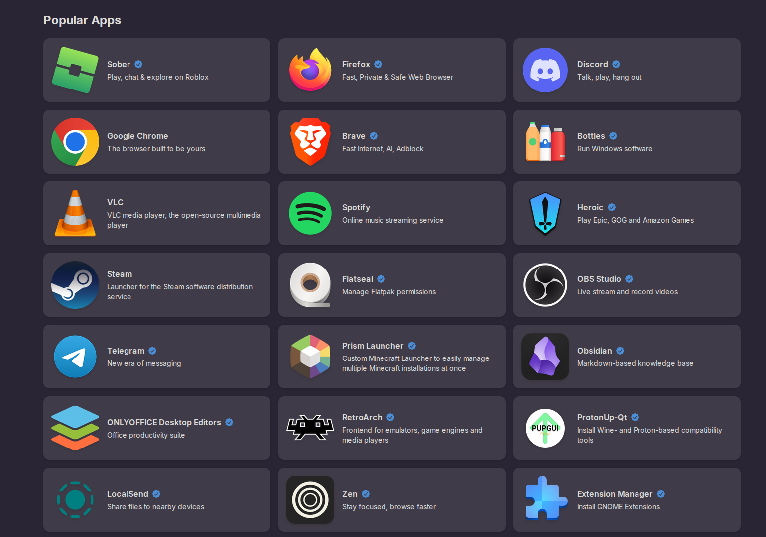 Aplicaciones populares que están disponibles en Flathub 