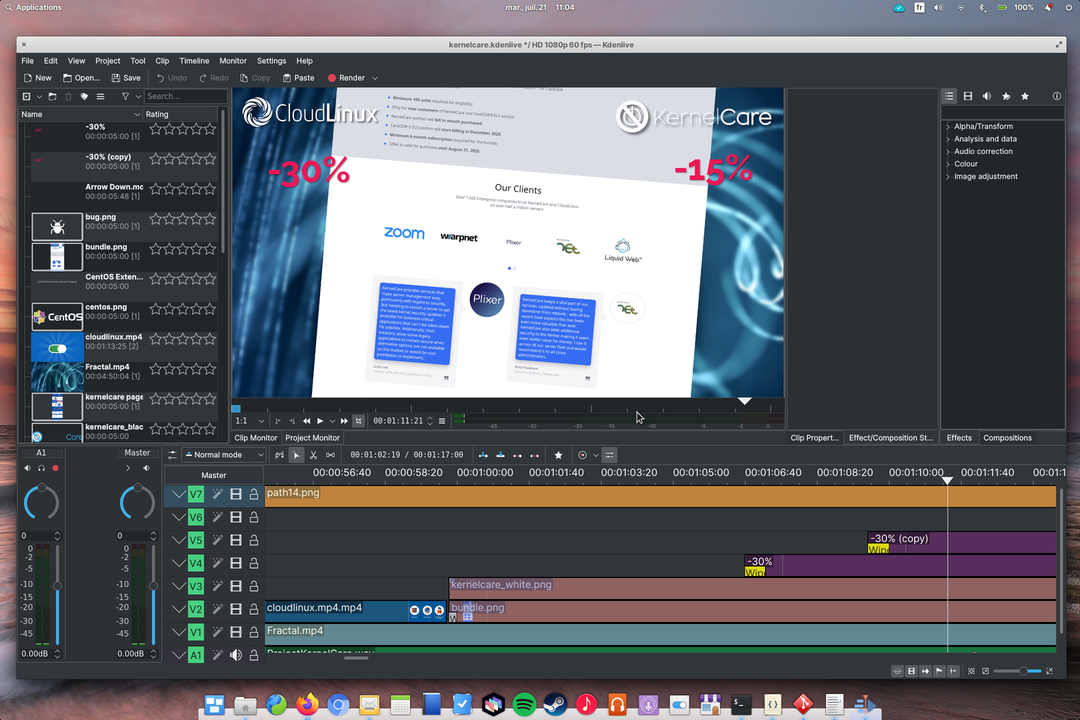 Kdenlive, Audacity y GIMP, estudio audiovisual libre en Linux
